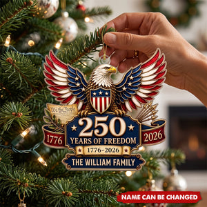 Custom Acrylic Ornament - Personalized America 250th Anniversary Christmas Gifts For Mom, Dad, Brother, Sister - Land Of The Free