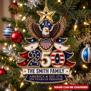 Custom Acrylic Ornament - Personalized America 250th Anniversary Christmas Gifts For Mom, Dad, Brother, Sister - Stars Stripes Forever