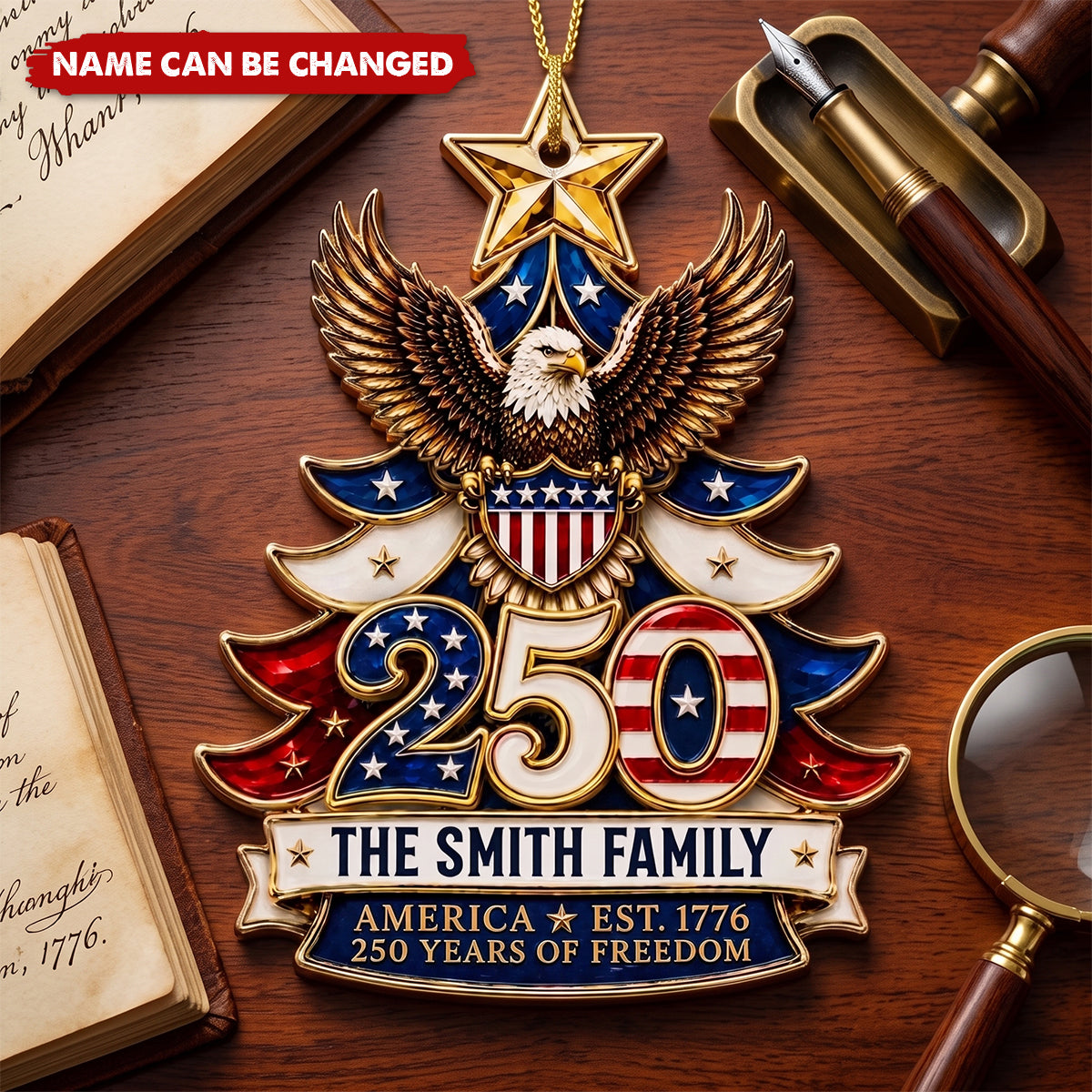 Custom Acrylic Ornament - Personalized America 250th Anniversary Christmas Gifts For Mom, Dad, Brother, Sister - Stars Stripes Forever