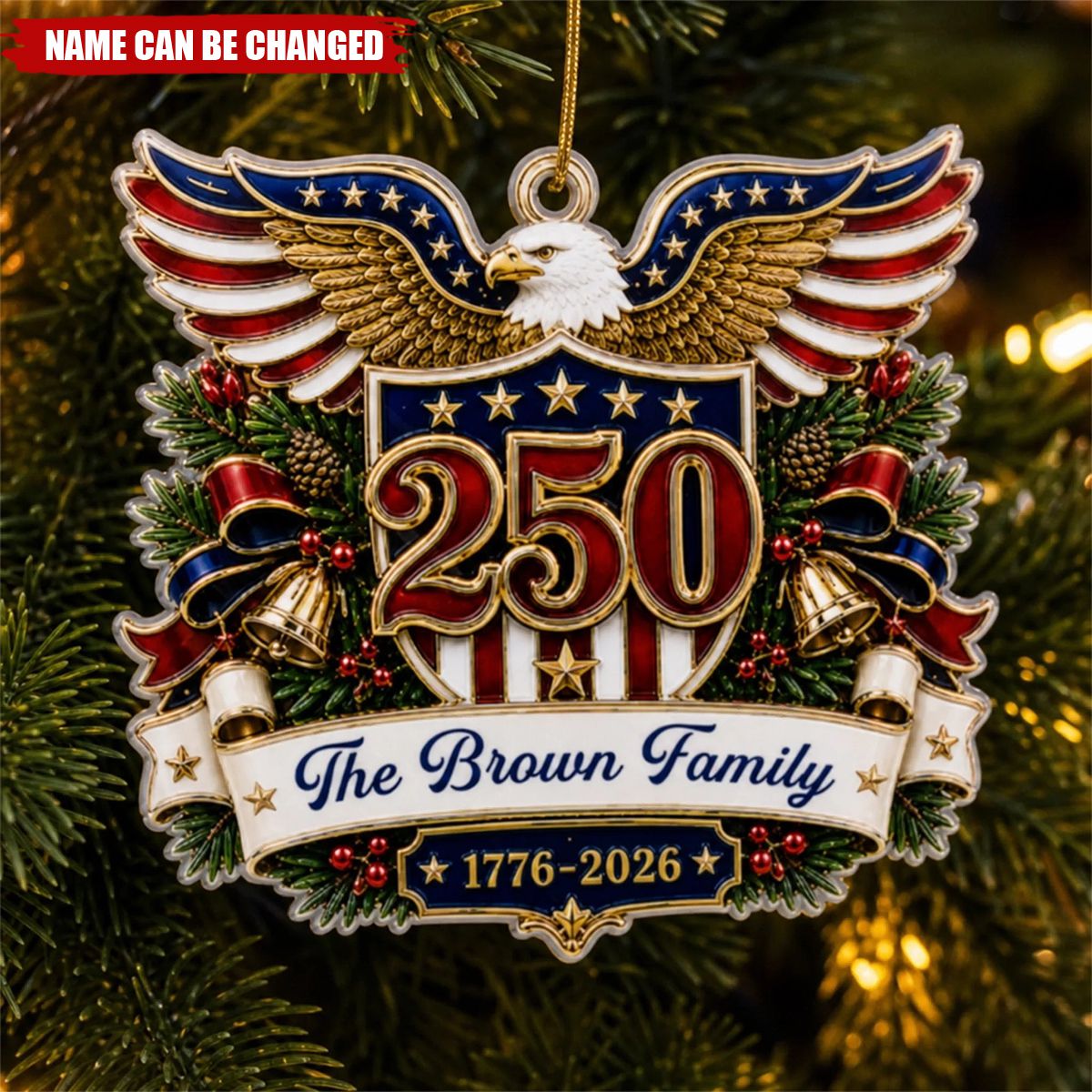 Custom Acrylic Ornament - Personalized America 250th Anniversary Christmas Gifts For Mom, Dad, Brother, Sister - Generations Of Freedom And Love