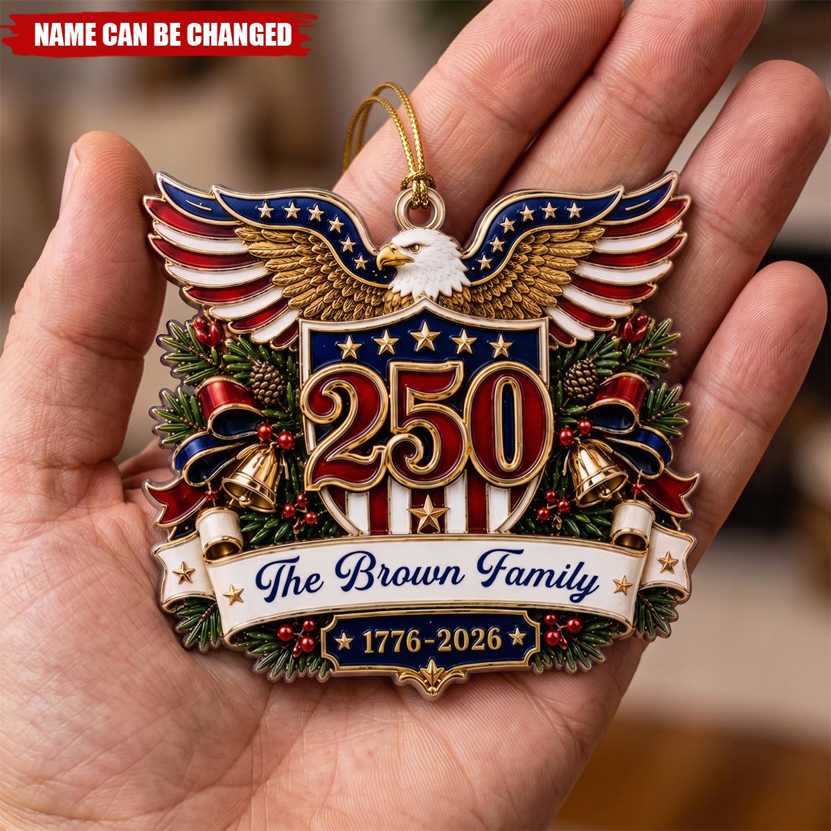 Custom Acrylic Ornament - Personalized America 250th Anniversary Christmas Gifts For Mom, Dad, Brother, Sister - Generations Of Freedom And Love