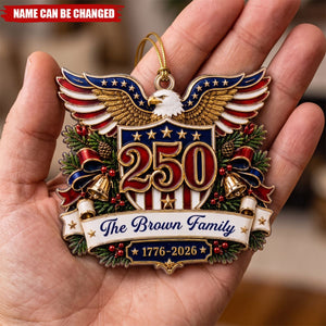 Custom Acrylic Ornament - Personalized America 250th Anniversary Christmas Gifts For Mom, Dad, Brother, Sister - Generations Of Freedom And Love