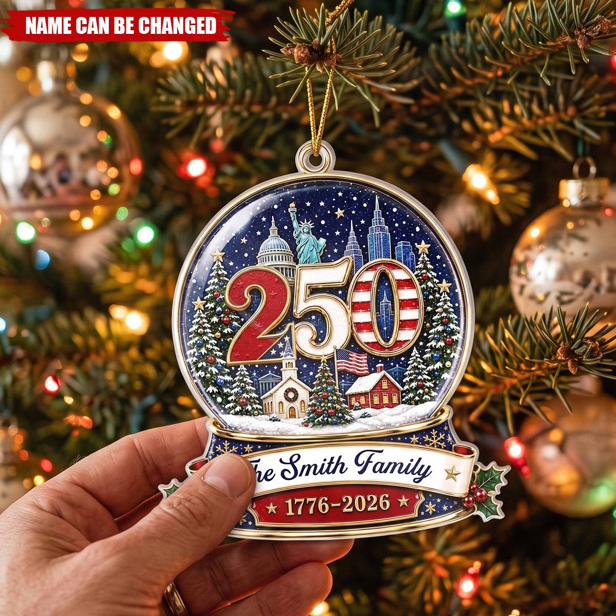 Custom Acrylic Ornament - Personalized America 250th Anniversary Christmas Gifts For Mom, Dad, Brother, Sister - Generations Of Freedom And Love