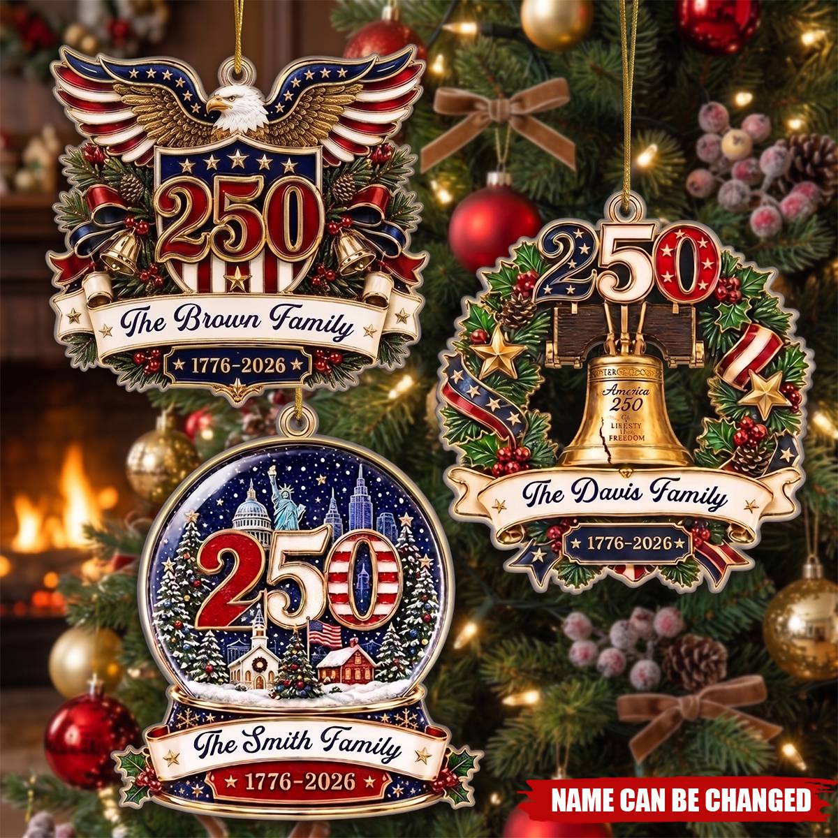 Custom Acrylic Ornament - Personalized America 250th Anniversary Christmas Gifts For Mom, Dad, Brother, Sister - Generations Of Freedom And Love