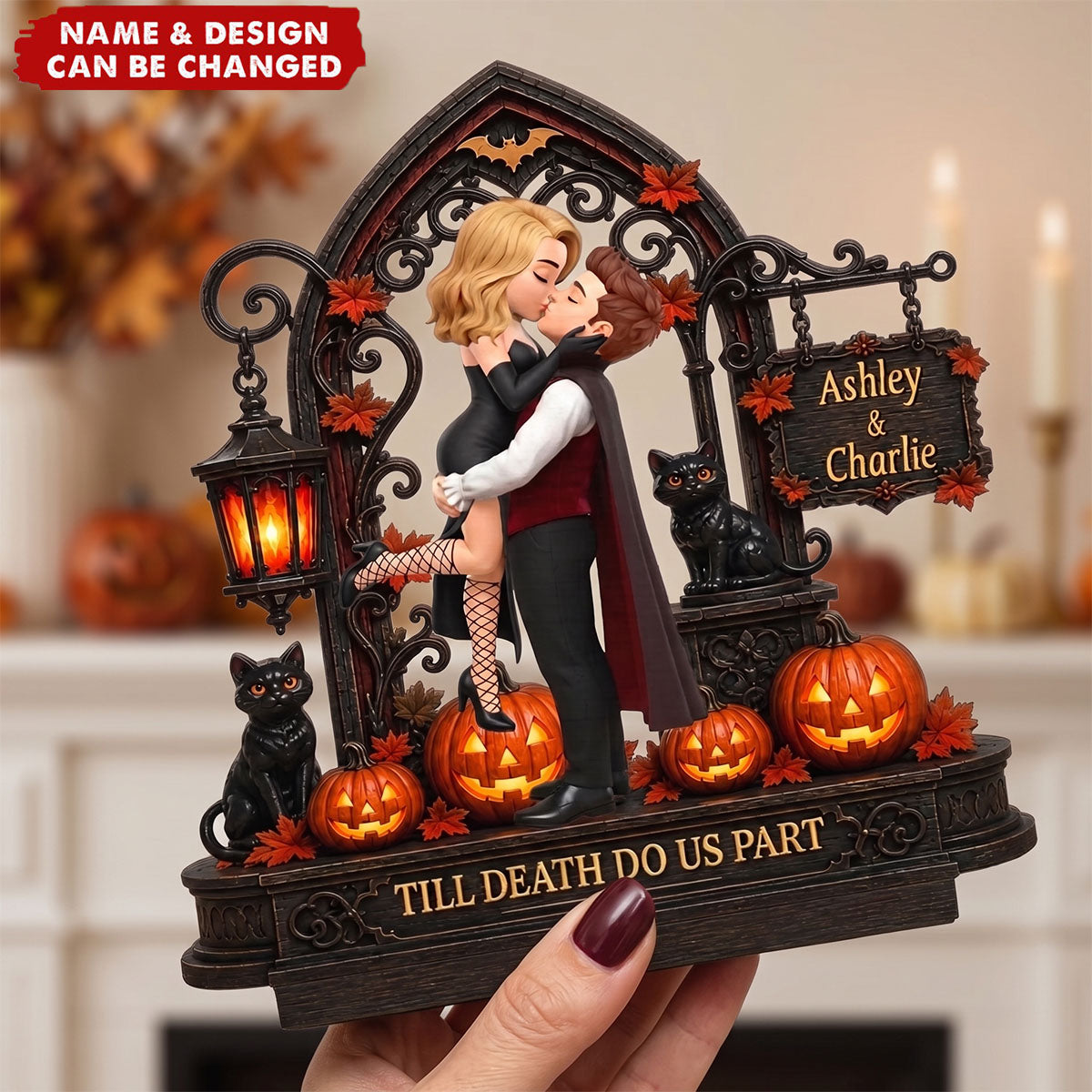 Custom 2-Layered Wooden Plaque - Personalized Halloween Decor, Anniversary Wedding Gifts For Husband And Wife, Him And Her - Love Potion For Us
