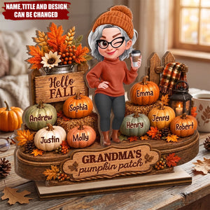 Custom 2-Layered Wooden Plaque - Personalized Mother's Day Gifts For Mom, Grandma - Pumkin Patch