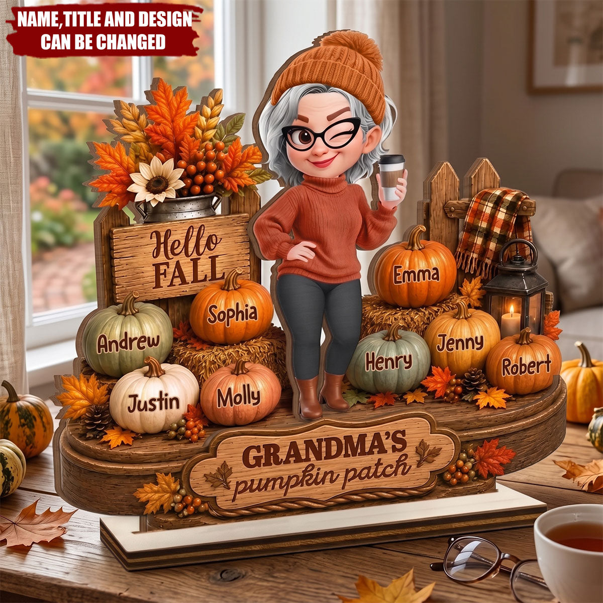 Custom 2-Layered Wooden Plaque - Personalized Mother's Day Gifts For Mom, Grandma - Pumkin Patch