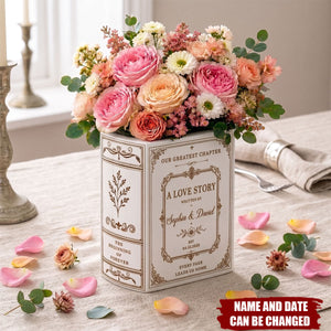 Custom Book Vase - Personalized Anniversary Wedding Gifts For Husband And Wife, Him And Her - Every Page Leads Us Home
