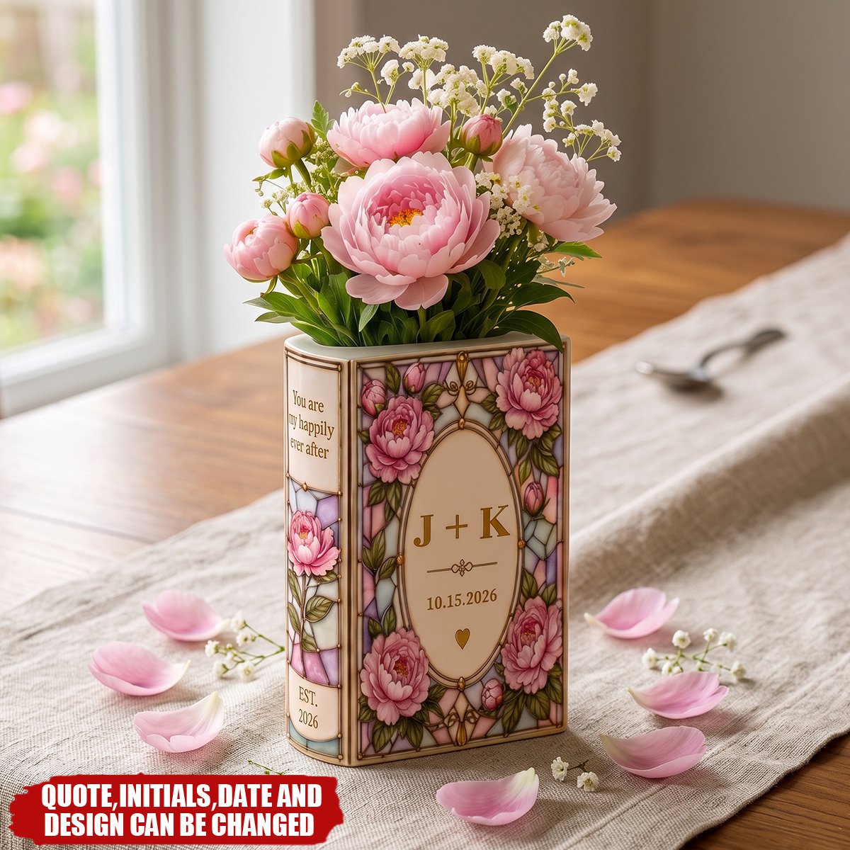 Custom Anniversary Gift For Couples - Personalized Vase - Our Love Story