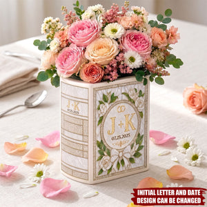 Custom Book Vase - Personalized Anniversary Wedding Gifts For Husband And Wife, Him And Her - Chapters Of Our Forever