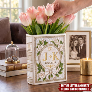 Custom Book Vase - Personalized Anniversary Wedding Gifts For Husband And Wife, Him And Her - Chapters Of Our Forever