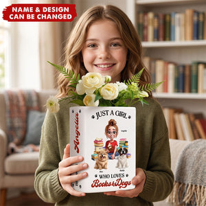 A Girl Who Loves Books & Pets - Personalized Ceramic Book Vase