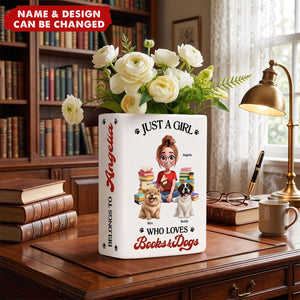 A Girl Who Loves Books & Pets - Personalized Ceramic Book Vase