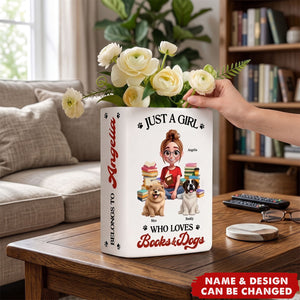 A Girl Who Loves Books & Pets - Personalized Ceramic Book Vase