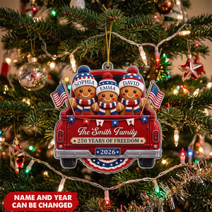 Custom Acrylic Ornament - Personalized America 250th Anniversary Christmas Gifts For Mom, Dad, Brother, Sister - Sweet Traditions Of Freedom