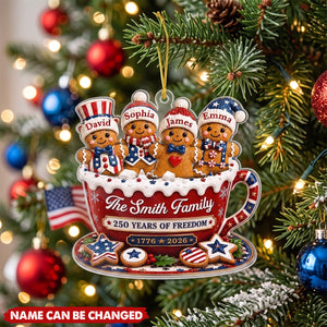 Custom Acrylic Ornament - Personalized America 250th Anniversary Christmas Gifts For Mom, Dad, Brother, Sister - Holiday Cheer Together