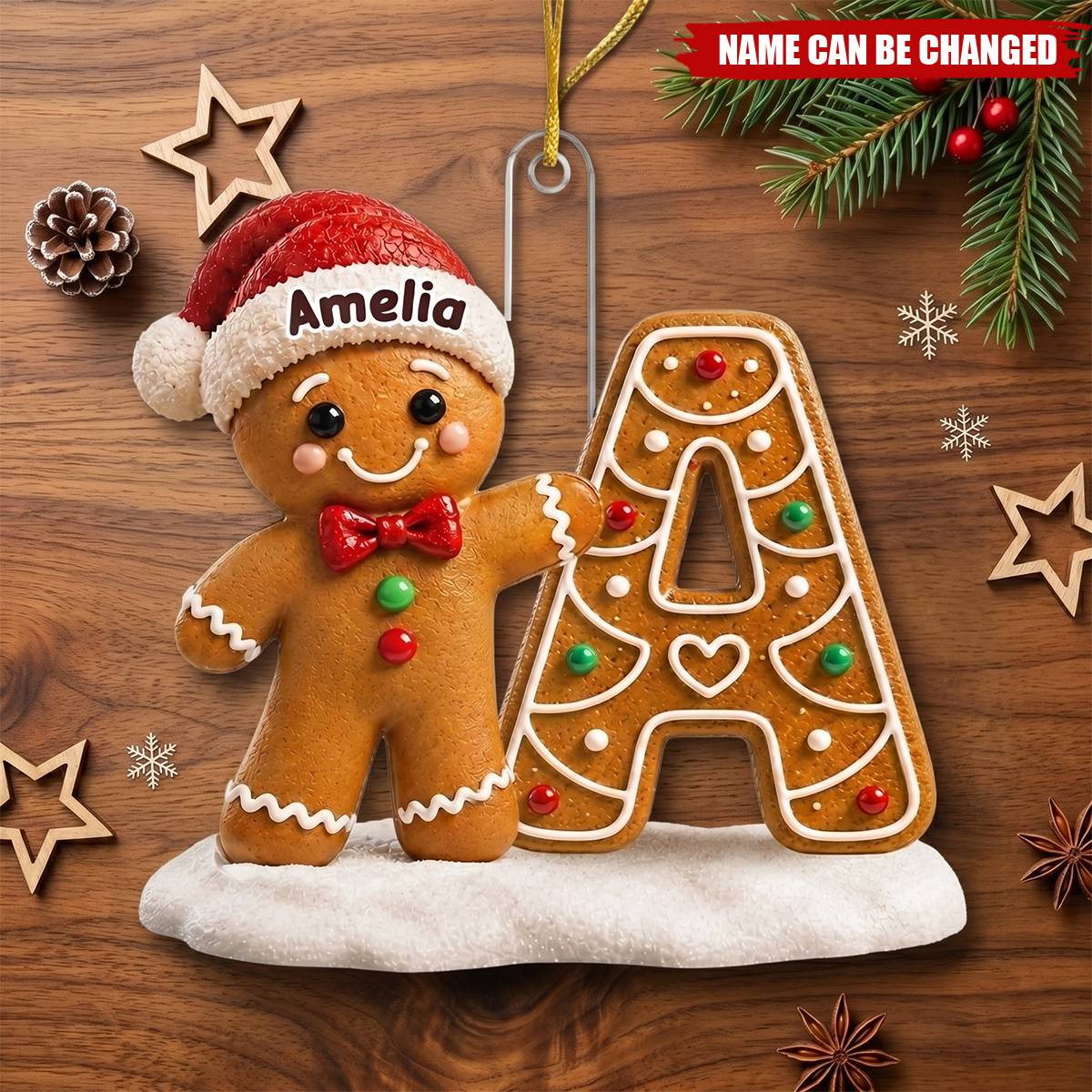 Custom Gingerbread Acrylic Ornament - Personalized Christmas Birthday Gifts For Mom, Dad, Brother, Sister - Making Spirits Bright Together