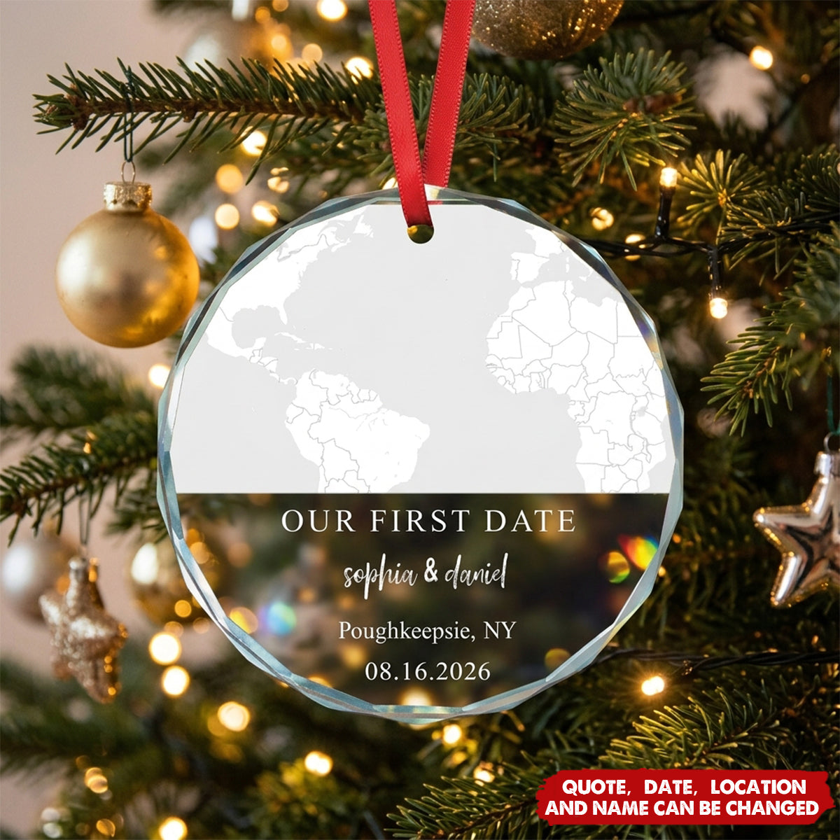 Custom Map Christmas Couple Gifts, Anniversary Gift For Newlywed - Personalized Ornament