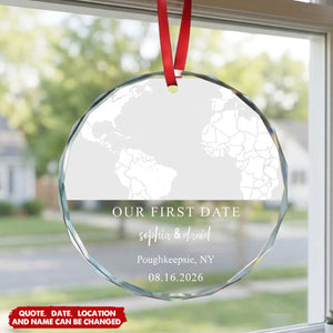 Custom Map Christmas Couple Gifts, Anniversary Gift For Newlywed - Personalized Ornament