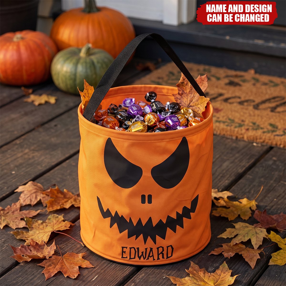 Halloween Candy Bag For Kids Scary Pumpkin Face - Personalized Halloween Basket