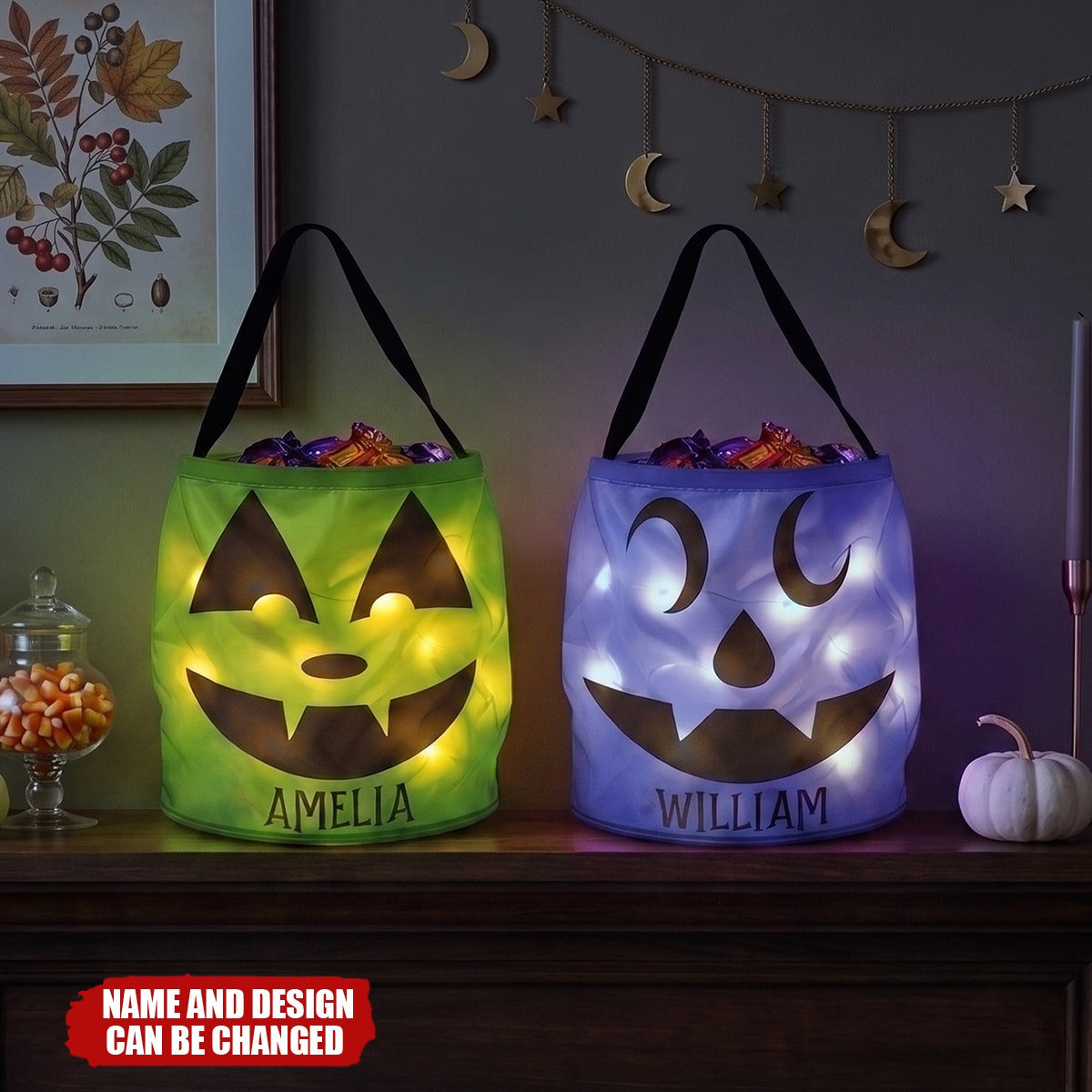 Halloween Candy Bag For Kids Scary Pumpkin Face - Personalized Halloween Basket