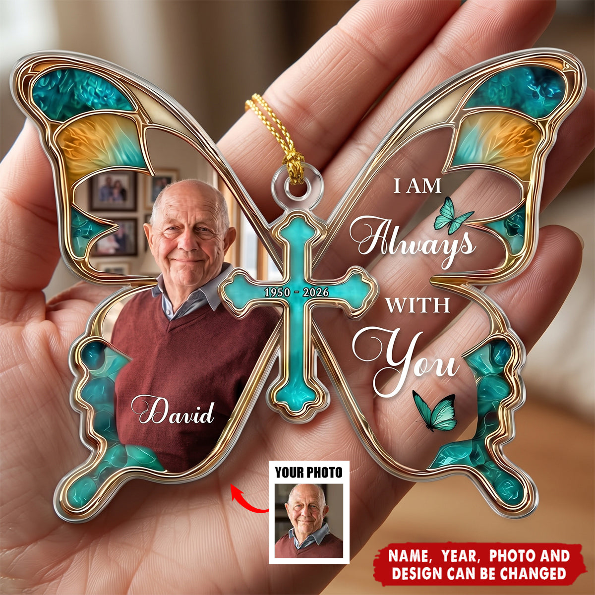 I Am Always With You Butterfly Shaped Memorial Christmas Gifts - Personalized Acrylic Ornament