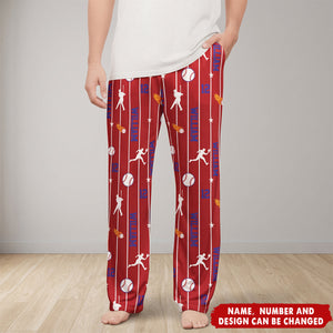 Custom Name & Number For Baseball, Softball, Soccer, Football, Basketball, Hockey Lover - Personalized Lounge Pants