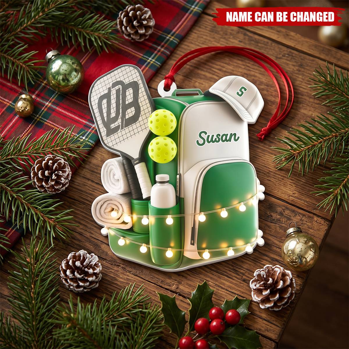 Custom Pickleball Bag Christmas Tree Ornament - Gift for Pickleball Player