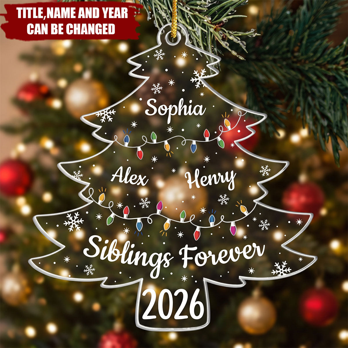 Custom Acrylic Ornament - Personalized Christmas Birthday Gifts For Mom, Dad, Brother, Sister - Always Side By Side Together