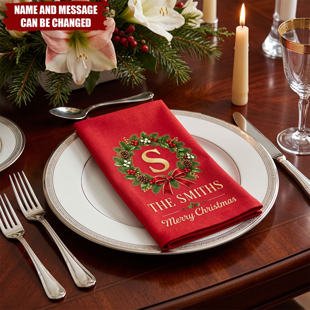 Custom Cotton Napkin - Personalized Christmas Birthday Gifts For Mom, Dad, Brother, Sister - Wrapped In Family Joy