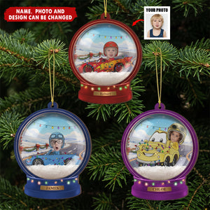 Custom Kid Funny Face Cartoon Car Christmas Gifts - Personalized Ornament