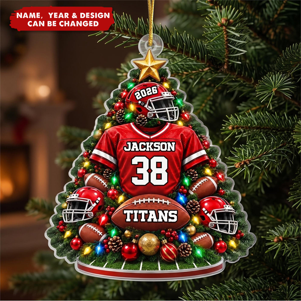 Custom America Football Acrylic Ornament - Personalized Christmas Birthday Gifts For America Football Lovers, Sports Fans, Sports Lovers