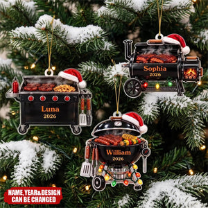 Custom Name Christmas BBQ Gifts For Grill Masters - Personalized Acrylic Ornament