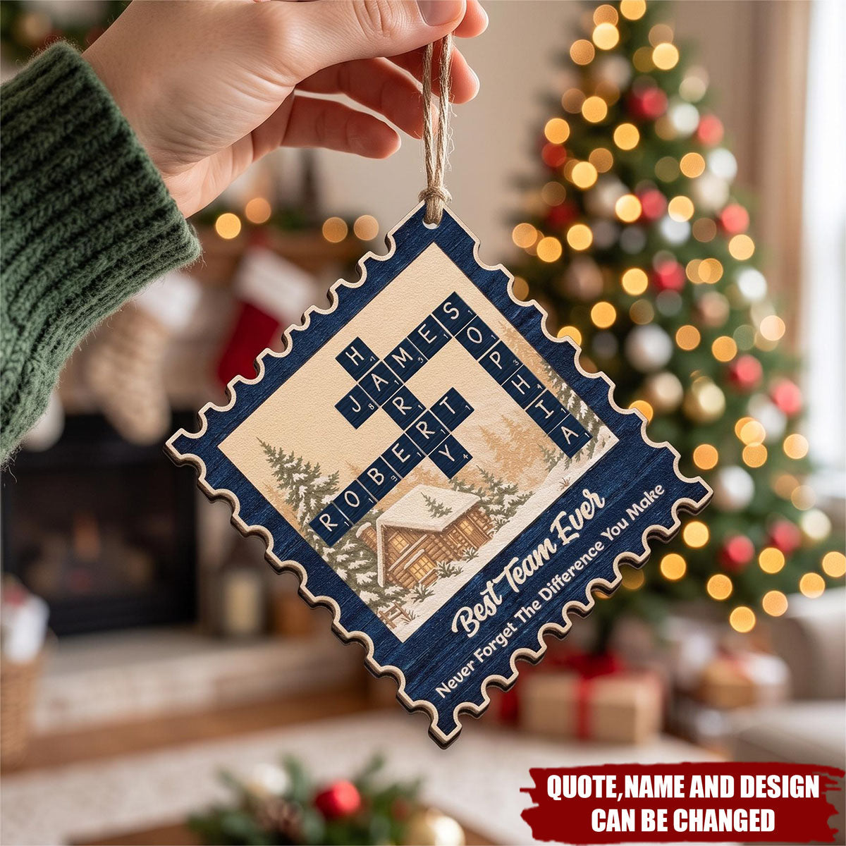 Best Team Ever Postage Stamp - Personalized Custom Postage Stamp Wooden Ornament