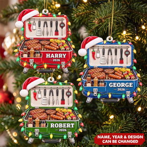 Christmas Gift For Grilling Husband - Personalized BBQ Smoker Embossed Ornament