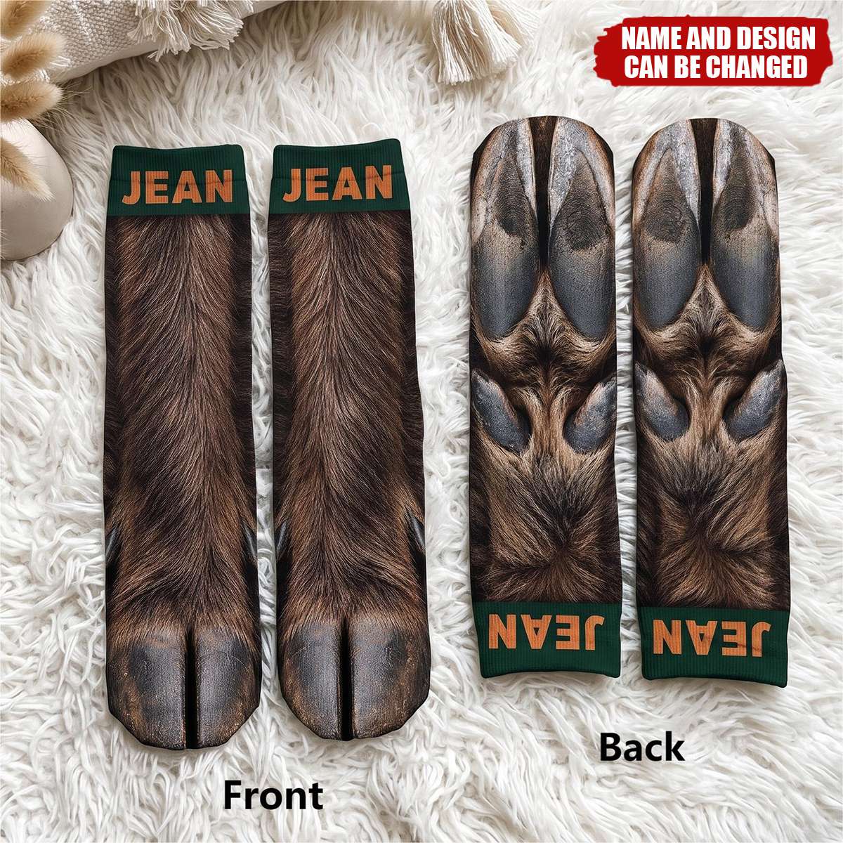 Funny Gag Gift For Hunters - Personalized Animal Paw Illusion Socks