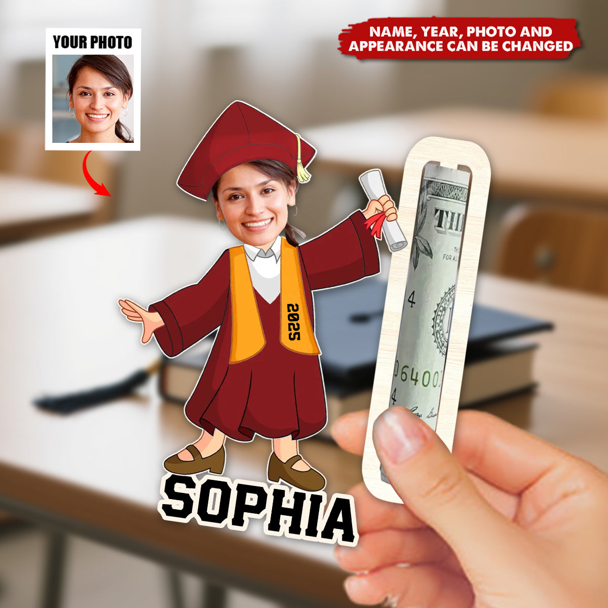 Custom Photo Graduation - Personalized Money Holder, Gift For Graduate