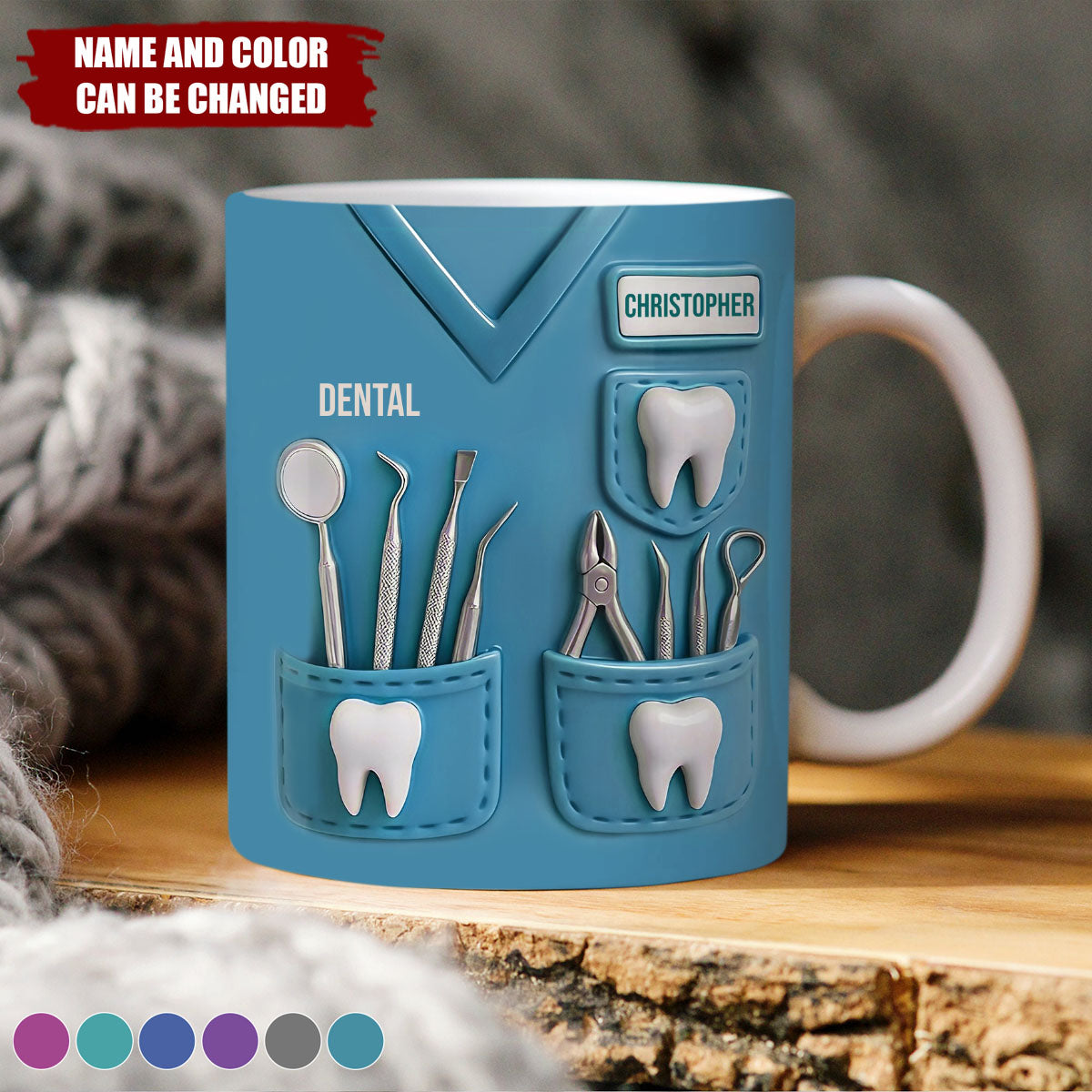 Dental Coffee Mug Featuring Dental Equipment Designs - Personalized Mug - Gift For Dentists