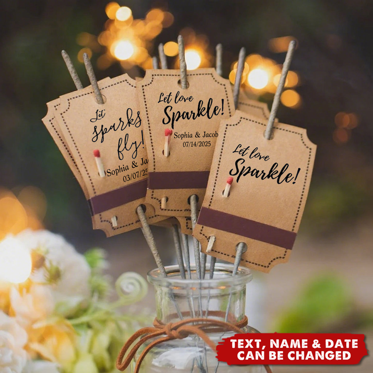 Personalised Rustic Sparkler Tags for Wedding Send-Offs | Party Gift