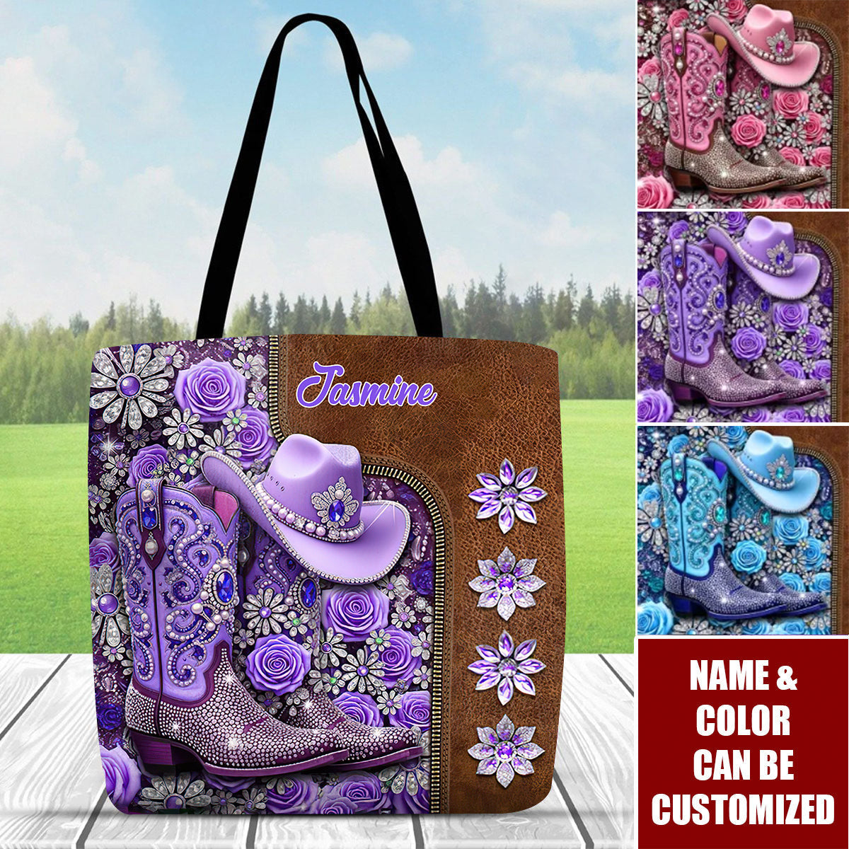 Beautiful Cowgirl Boots - Personalized Cowgirl Tote Bag