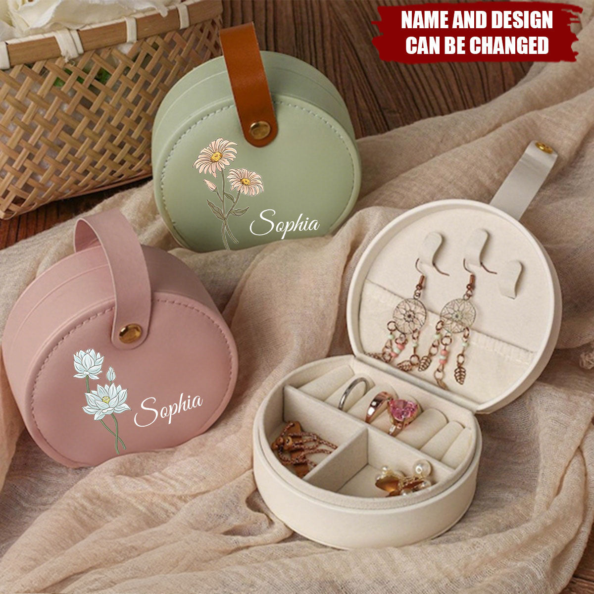 Flower - Personalized Jewelry Box, Birthday Gift for Women