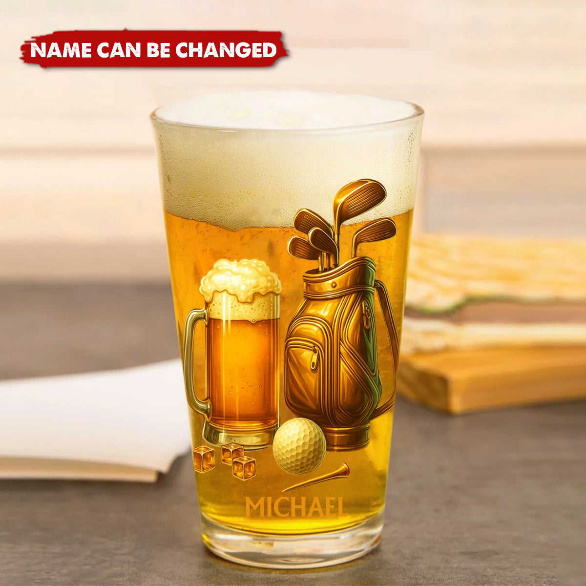 Beer & Golf - Personalized Golf Beer Glass