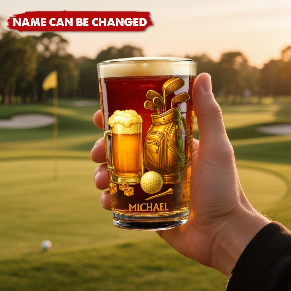 Beer & Golf - Personalized Golf Beer Glass