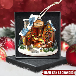 Book Nook - Personalized Wooden Ornament, Gifts For Book Lovers