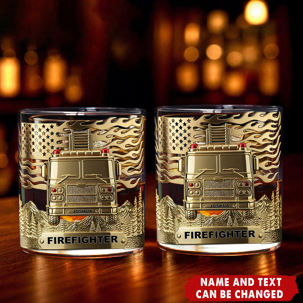 Firefighter Fire Dept - Personalized Scuba Diving Whiskey Glass, Gifts For Firefighter