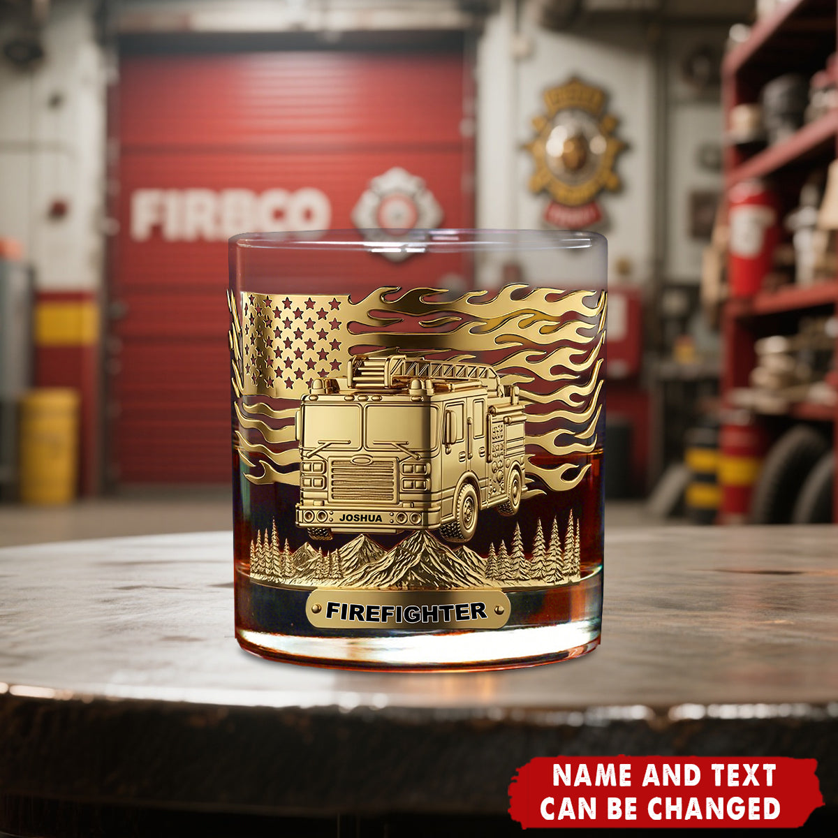 Firefighter Fire Dept - Personalized Scuba Diving Whiskey Glass, Gifts For Firefighter