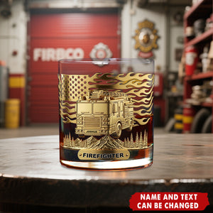 Firefighter Fire Dept - Personalized Scuba Diving Whiskey Glass, Gifts For Firefighter
