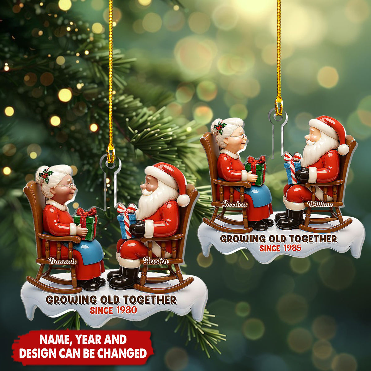 Growing Old Together Santa - Personalized Christmas Acrylic Ornament