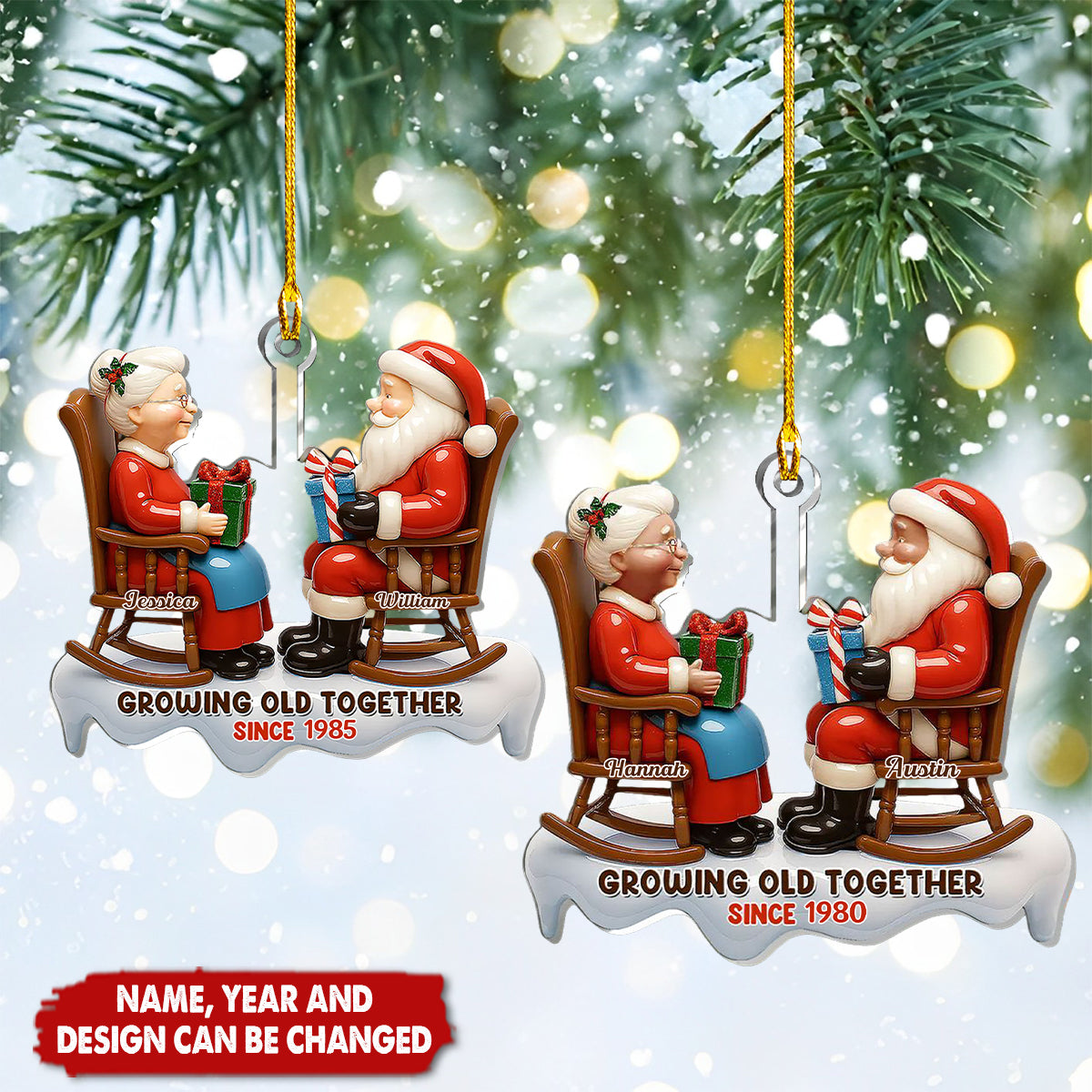 Growing Old Together Santa - Personalized Christmas Acrylic Ornament