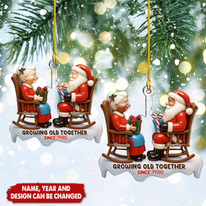 Growing Old Together Santa - Personalized Christmas Acrylic Ornament